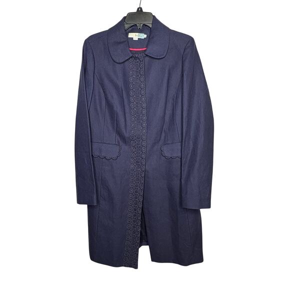 Boden Jackets & Blazers - Boden Linen Cotton Navy Blue Classic Luxury Minimalist Winter Fall Coat Size 12